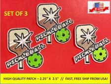 (SET OF 3) PICKLEBALL EMBROIDERED PATCH APPLIQUE IRON-ON/SEW-ON (2.25" X 2.5")