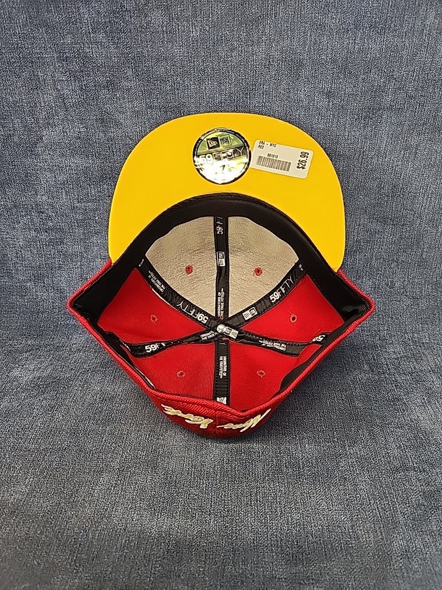 New Era 59Fifty NYC New York Red/Yellow Logo Fitted Cap 7-7/8 NWT