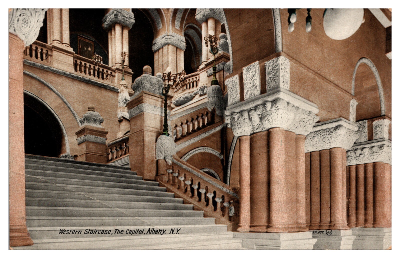 Albany NY New York Western Staircase Capitol Building Antique Postcard