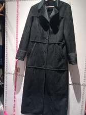 Next Vintage Black Suede Faux Lined Long Coat. Size 10 Express Shipping
