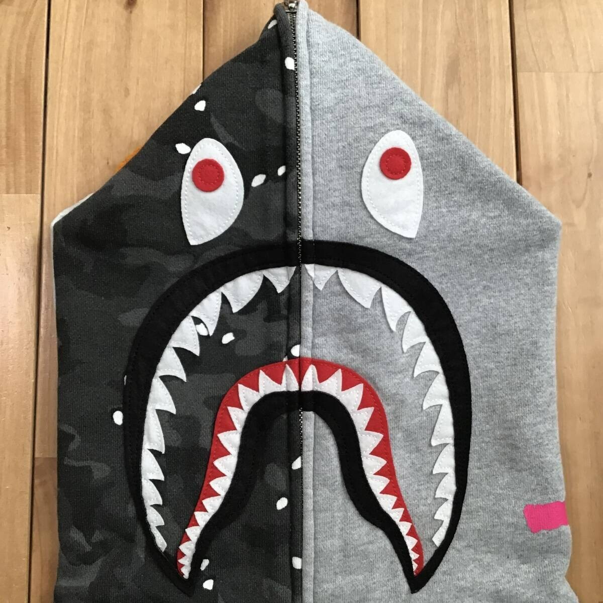 BAPE × stussy shark full zip hoodie Gray A Bathing Ape Size L | eBay