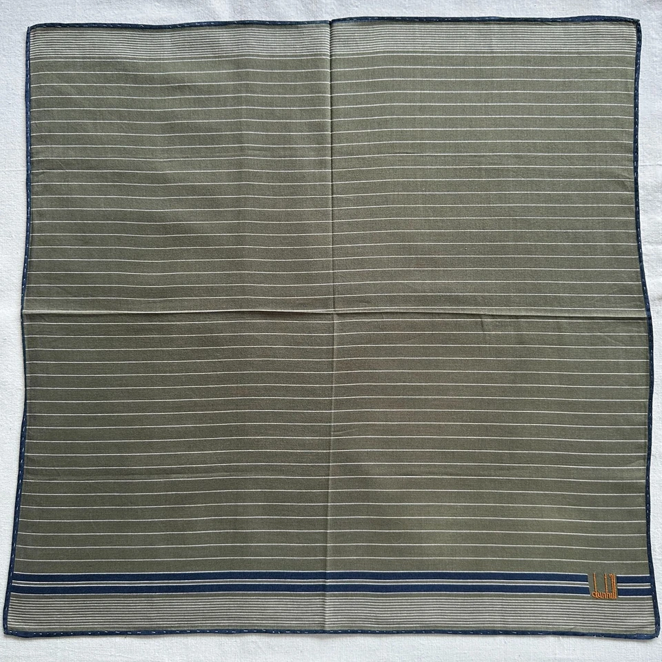 Pañuelo Dunhill verde oscuro de colección horizontal a rayas de algodón cuadrado de bolsillo 18" Foto 2 de 3