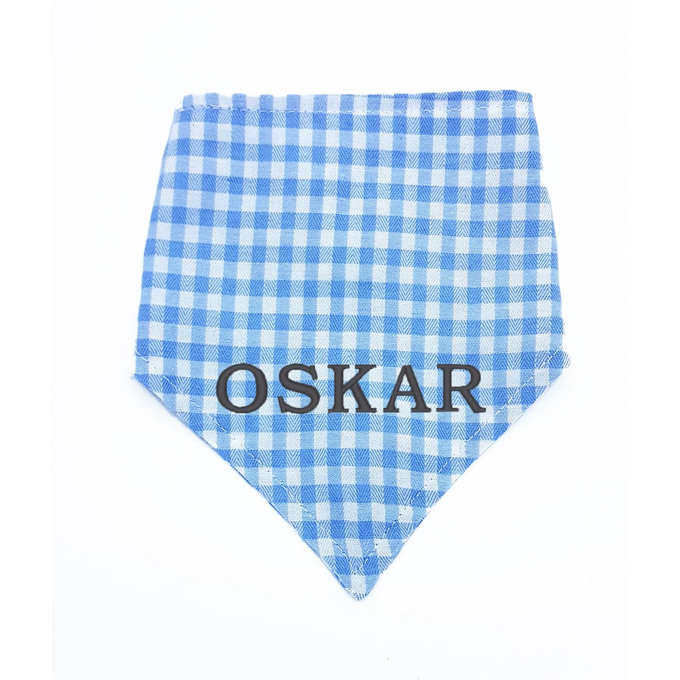 Personalised Embroidered Dog and Cat Bandana, blue and white - Image 4 of 4