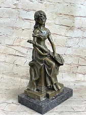 Hand Made Gorgeous Girl Banjo Player by Lost wax 100% Solid Bronze Scylpture
