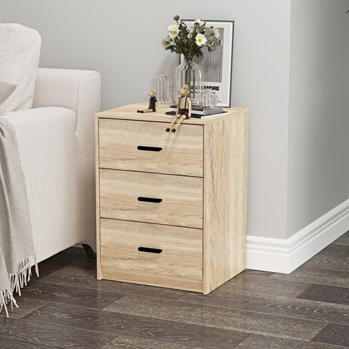 3 Drawer Wooden Bedroom Bedside Cabinet Furniture Storage Nightstand Side Table - Picture 30 of 130
