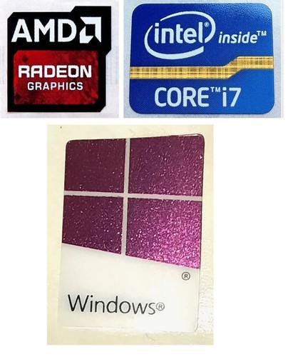 AMD Radeon + Intel Core i7 + Windows 11 Sticker Badge Computer Laptop PC Case - 第 1/2 張圖片