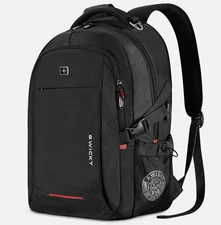 Swicky Travel Laptop Black Backpack Business College With USB Charging New