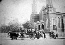 Coffin Being Carried to Horse-Drawn Hearse Outside Central Mission- Old Photo