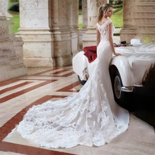 Gorgeous Mermaid Wedding Dresses Lace Appliques Off-shoulder Bridal Gowns