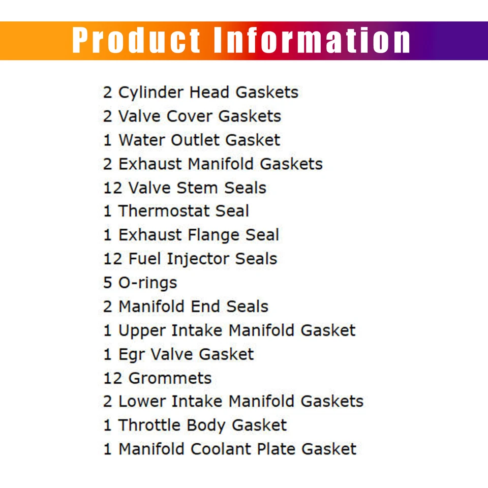 Head Gasket Set For Buick LeSabre Custom Sedan 4-Door 3.8L 3800CC 231Cu. In. V6 - Image 4 of 4