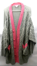 LulaRoe Cable Knit Cardigan Long Sweater LUCILLE Women's LARGE Grey  Pink