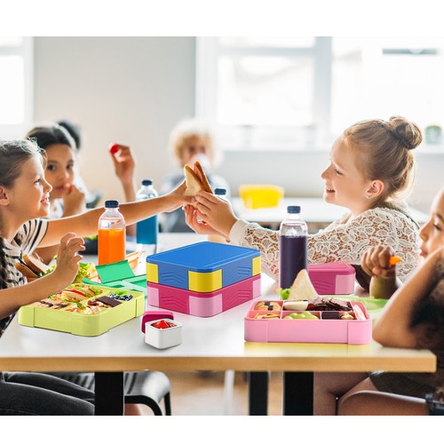 Kinder Brotdose Mit Fächern Bento Box Auslaufsicher Lunchbox Für Mädchen Jungen - Bild 8 von 15