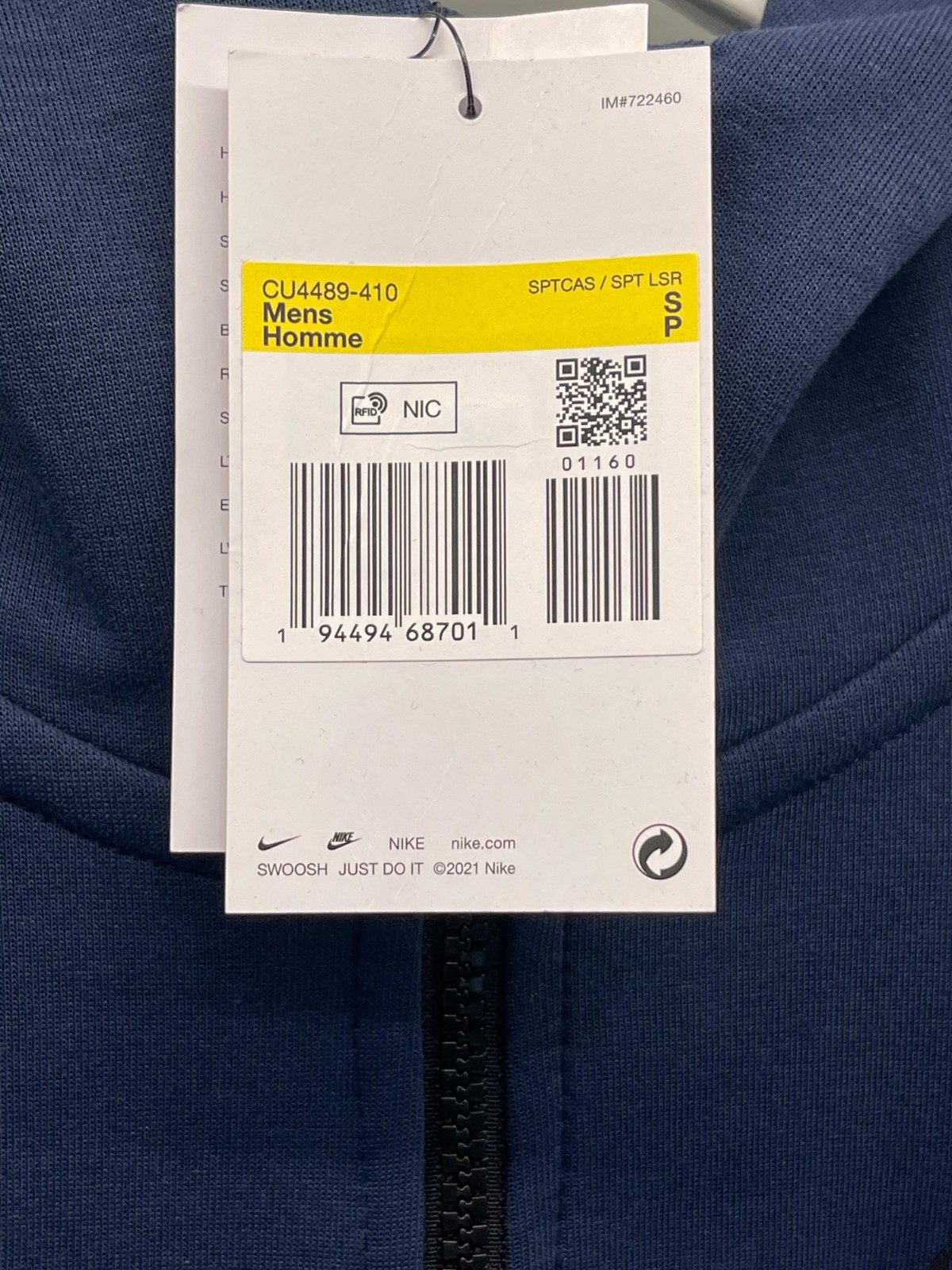 Nike Tech Fleece Hoodie SMALL - CU4489-410 - Midnight Navy image 2
