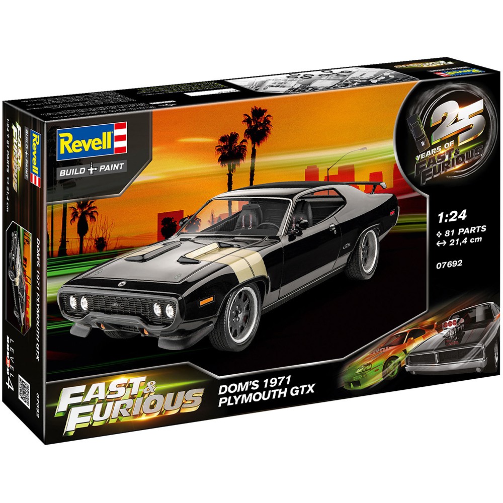 Revell Fast & Furious Dom's 1971 Plymouth GTX 1:24 Scale Car Model Kit