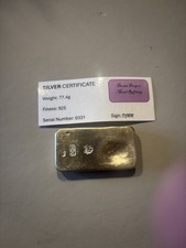 925 Silver Bullion Bar Ingot 77.4g