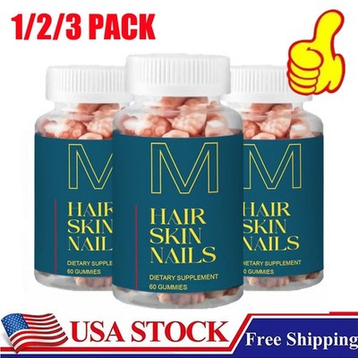 1-3 PACK Hair Skin and Nails Gummies Supports Healthy Hair Vegan Biotin Vitamins