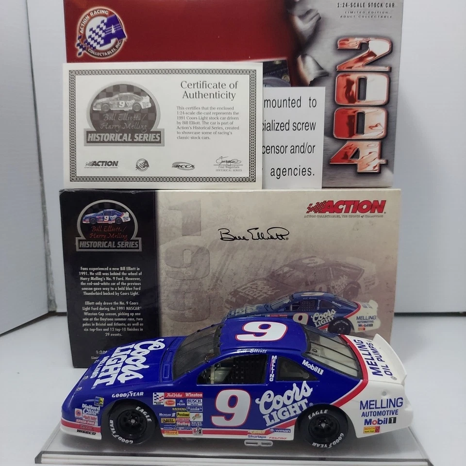Ford Bill Elliott #9 Coors Light Historical 1991 con certificado de autenticidad 2004 acción 1:24 Foto 2 de 4