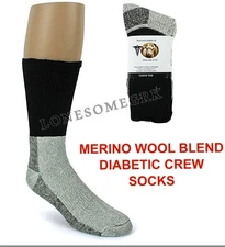 4 Pairs Mens Diabetic Top Stretch Merino Wool Blend Soles Thermal Crew Socks