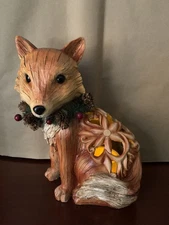 Light up Fox W/Flameless  Flicker Candle Tabletop Decor. Christmas ADORABLE