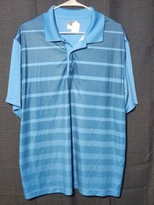PGA Tour Men's Airflux Polo Shirt Blue Striped Short Sleeve SIZE XL