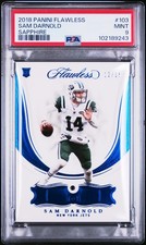 SAM DARNOLD 2018 PANINI FLAWLESS ROOKIE SAPPHIRE CARD #12/15 PSA 9!. rookie card picture
