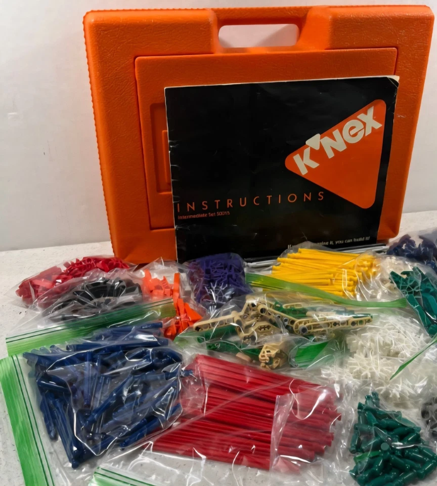 Vintage 1993 K'NEX Intermediate Set #50015 Orange Case & Manual - Incomplete  - Image 2 of 4