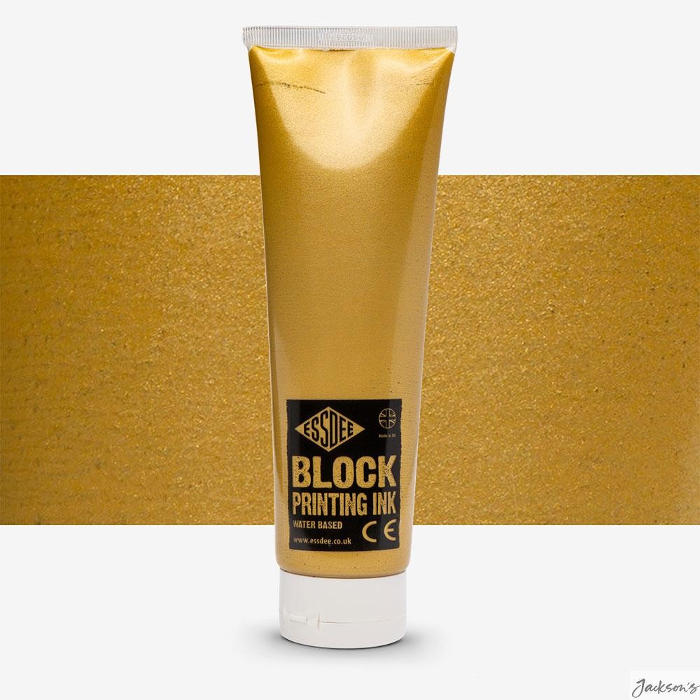 Essdee Premium Block Printing Ink Water Based 300ml Metallic Gold Printmaking