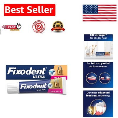 Ultra Max Hold Cream Denture Adhesive, 2.2 oz - Prevents Food & Slipping