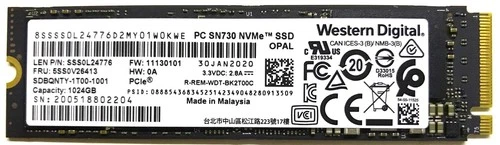 Western Digital 1024GB PC SN730 M.2 NVMe PCIe SSD SDBQNTY-1T00-1001 SSS0L24776