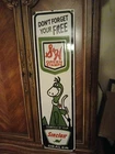 VINTAGE LARGE SINCLAIR GASOLINE GREEN STAMPS DINO SERVICE 3FT PORCELAIN SIGN