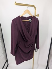 DKNY Womens Pleated-Waist Faux-Wra Raisin 10