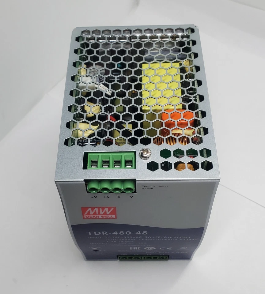 Fuente de alimentación industrial trifásica de riel DIN, 24V 20A 480W Marca: MEAN WELL Foto 2 de 4