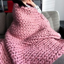 Large Chunky Cable Knit Throw Hand Woven Blanket Super Soft Warm Bed Sofa Chair