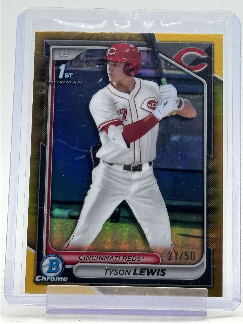 TYSON LEWIS 2024 BOWMAN CHROME DRAFT 1ST GOLD REFRACTOR REDS /50 Q1725