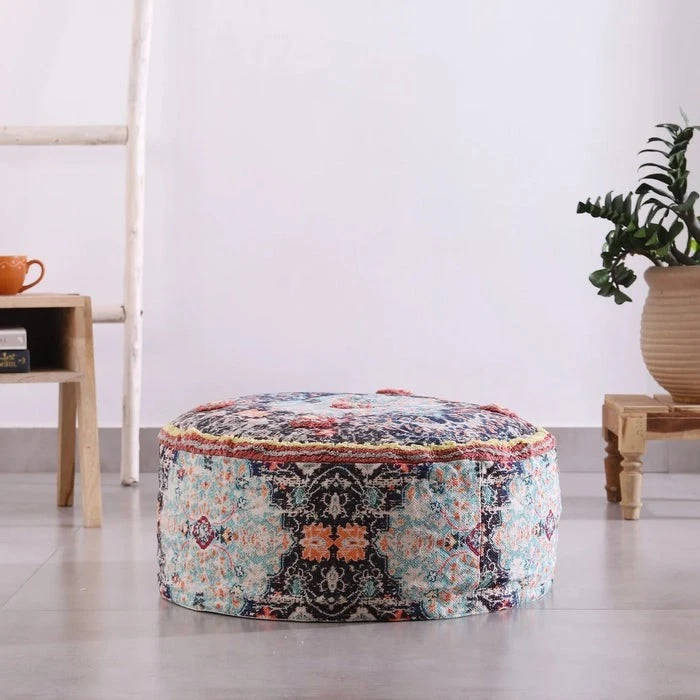 Ottoman Pouf - Round Footstool | Moroccan Style - Image 4 of 4