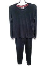 MUK LUKS Women's Butterknit Crew Neck  Jogger Lounge Set Black