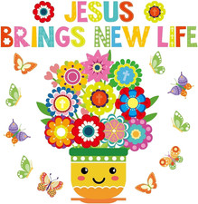 Spring Christian Flower Bulletin Board Decorations Set Religious Easter Bulletin