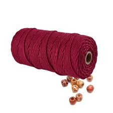 4mm x 109 Yards Deep Red 4 Strand Twisted Natural Cotton Macrame Cord Rope