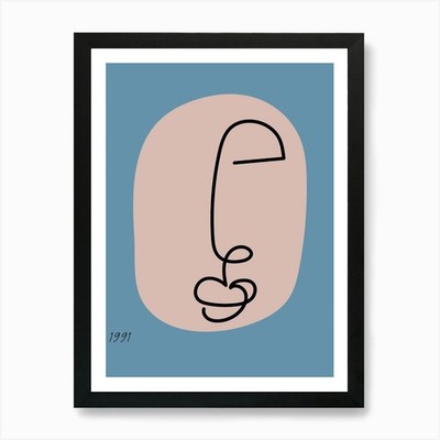 Face Line Art Abster Kunstdruck Gerahmt Wandbild Poster Leinwanddruck Bild