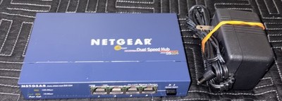 Netgear DS104 4-Port 10/100 Mbps Dual Speed Hub w/ Power Adapter Power Tested