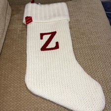 Letter Initial "Z  18" White Monogram Xmas Stocking Knitted Knit By: Target NWT