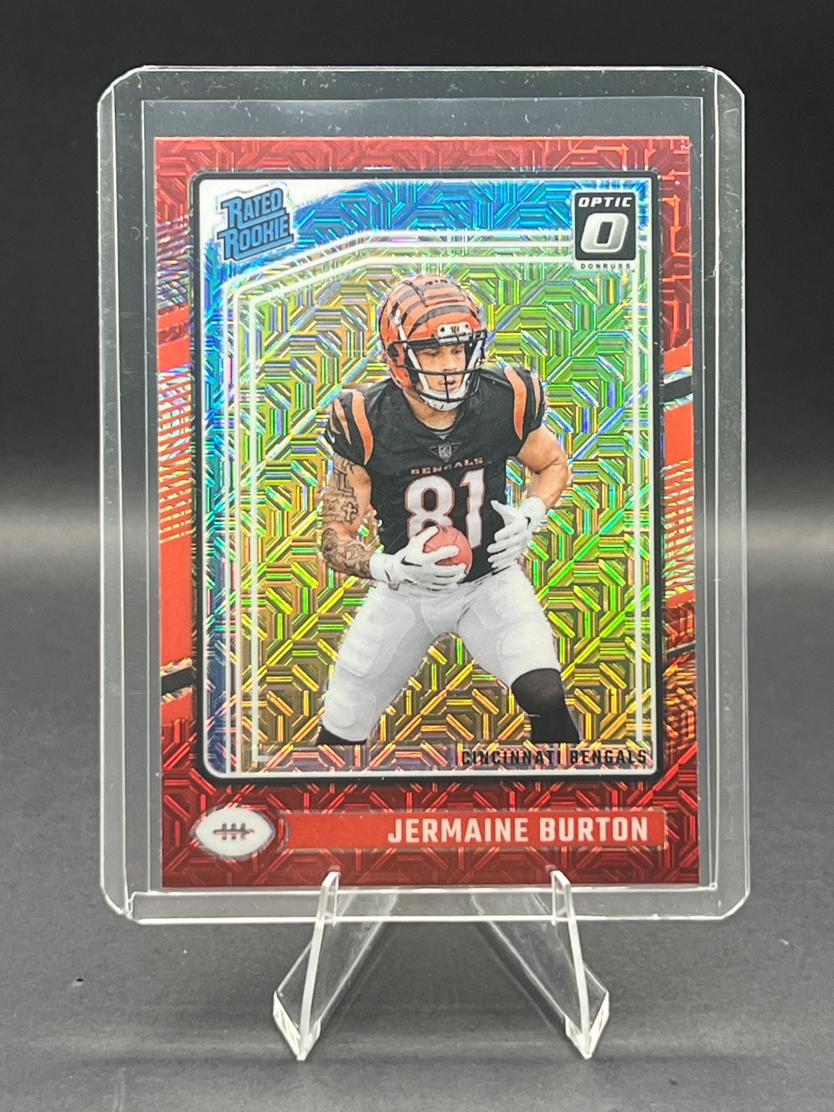 2024 Optic - Rated Rookie Jermaine Burton #251 Red Mojo Prizm (RC)