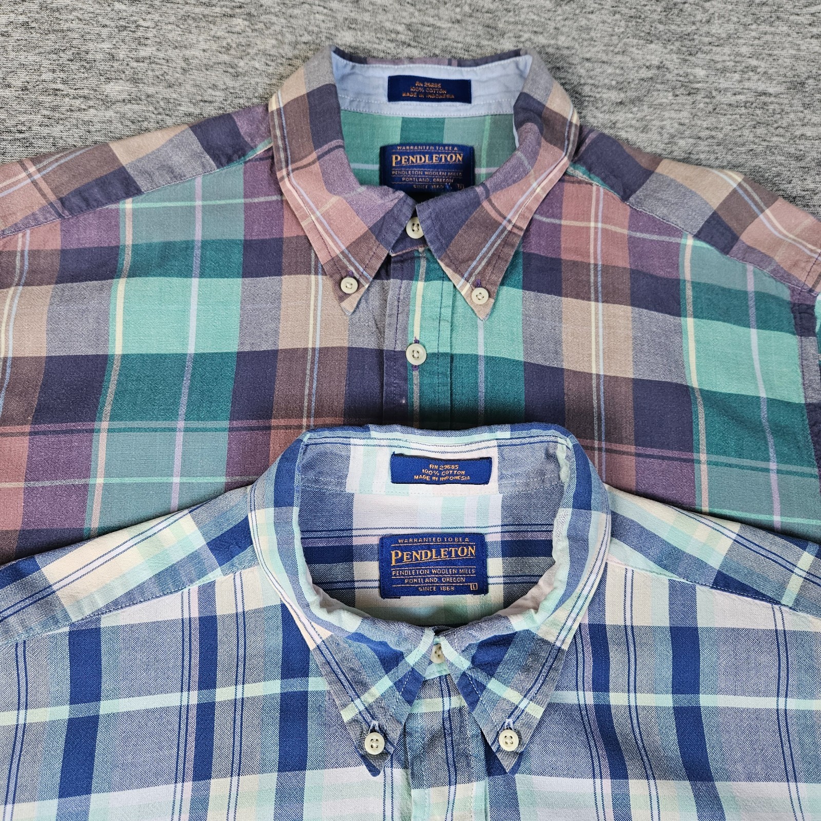 Lot (2) Pendleton Button Shirt Spring Plaid Short… - image 2