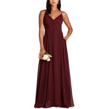 Birdy Grey Kaia Chiffon Maxi Dress Cabernet Bridesmaid Wedding Formal Medium