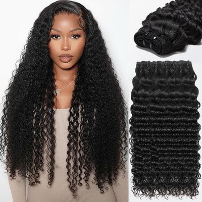 Human Hair Bundles 32 Inch Deep Wave Triple Weft VipHonor Raw Indian Curly Blend