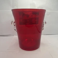 Vintage Murano Hand Blown Ruby Red Glass Champagne Wine Ice Bucket 8.5"