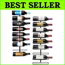 Versatile Wall Wine Rack Set - Store 18 Favorite Bottles in Modern Black Finish