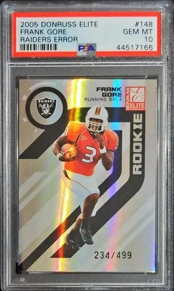 Frank Gore Donruss Elite #148 Raiders Error