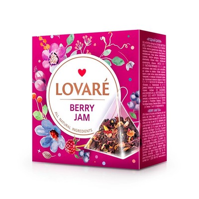 15x2g LOVARE Beerenmarmelade Tee Berry Jam Karkade Johannisbeere Hagebutte Beere