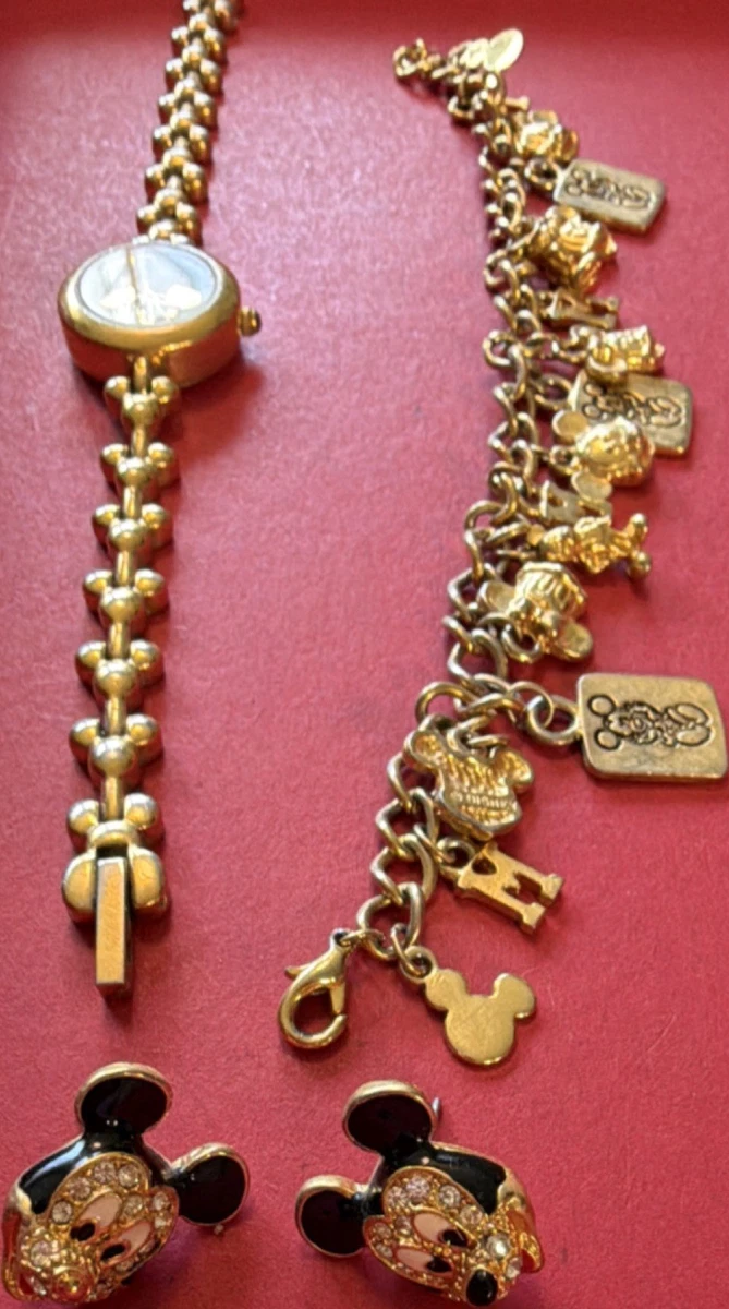 Disney Mickey Mouse Italian Charm Bracelet Watch Silver Tone and 18k gold charm Amazon.com: Accutime Disney Mickey Mouse Charm Bracelet  main image 3